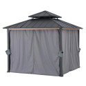 Rideaux en polyester gris pour tonnelle de jardin 300x300cm Pasu - Sunjoy
