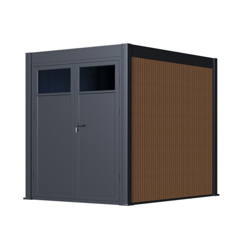 Abri de jardin 6m² en alu et bois composite pour pergola bioclimatique autoportée - Ombrea