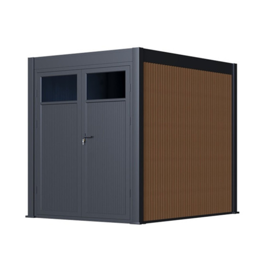 Abri de jardin 6m² en alu et bois composite pour pergola bioclimatique autoportée - Ombrea
