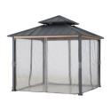 Set de moustiquaires en polyester gris pour tonnelle de jardin 300x300cm Pasu - Sunjoy