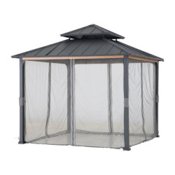 Set de moustiquaires en polyester gris pour tonnelle de jardin 300x300cm Pasu - Sunjoy