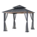 Set de moustiquaires en polyester gris pour tonnelle de jardin 300x300cm Pasu - Sunjoy