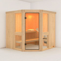 Sauna traditionnel d'angle - parois 68mm - sans couronne - Amelia 2 - KARIBU