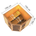 Sauna traditionnel d'angle - parois 68mm - sans couronne - Amelia 2 - KARIBU