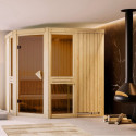 Sauna traditionnel d'angle - parois 68mm - sans couronne - Amelia 2 - KARIBU