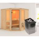 Sauna traditionnel d'angle - sans couronne - poêle avec ctrl intégré - Amelia 2 - KARIBU