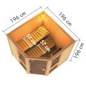 Sauna traditionnel d'angle - sans couronne - poêle avec ctrl externe - Amelia 2 - KARIBU