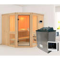 Sauna traditionnel d'angle - sans couronne - poêle avec ctrl externe - Amelia 2 - KARIBU