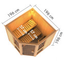 Sauna traditionnel d'angle - sans couronne - poêle Easy Bio ctrl externe - Amelia 2 - KARIBU