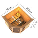 Sauna traditionnel d'angle avec couronne - poêle avec ctrl intégré - Amelia 2 - KARIBU