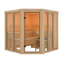 Sauna traditionnel d'angle 4 à 5 places - parois 68mm - sans couronne - porte moderne - Airi - KARIBU
