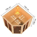 Sauna traditionnel d'angle 4 à 5 places - parois 68mm - sans couronne - porte moderne - Airi - KARIBU