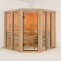 Sauna traditionnel d'angle 4 à 5 places - parois 68mm - sans couronne - porte moderne - Airi - KARIBU