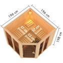 Sauna traditionnel d'angle 4 à 5 places - sans couronne - porte moderne - poêle avec ctrl externe - Airi - KARIBU	