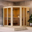 Sauna traditionnel d'angle 4 à 5 places - sans couronne - porte moderne - poêle avec ctrl externe - Airi - KARIBU	