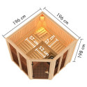 Sauna traditionnel d'angle 4 à 5 places - sans couronne - porte moderne - poêle Easy Bio ctrl externe - Airi - KARIBU