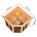 Sauna traditionnel d'angle 4 à 5 places - avec couronne - porte moderne - poêle Easy Bio ctrl externe - Airi - KARIBU	