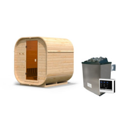 Sauna d'extérieur 2 à 4 places - parois 38mm - porte en verre - poêle avec ctrl externe - Quadro 1 - KARIBU
