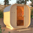 Sauna d'extérieur 2 à 4 places - parois 38mm - porte en verre - poêle avec ctrl externe - Quadro 1 - KARIBU