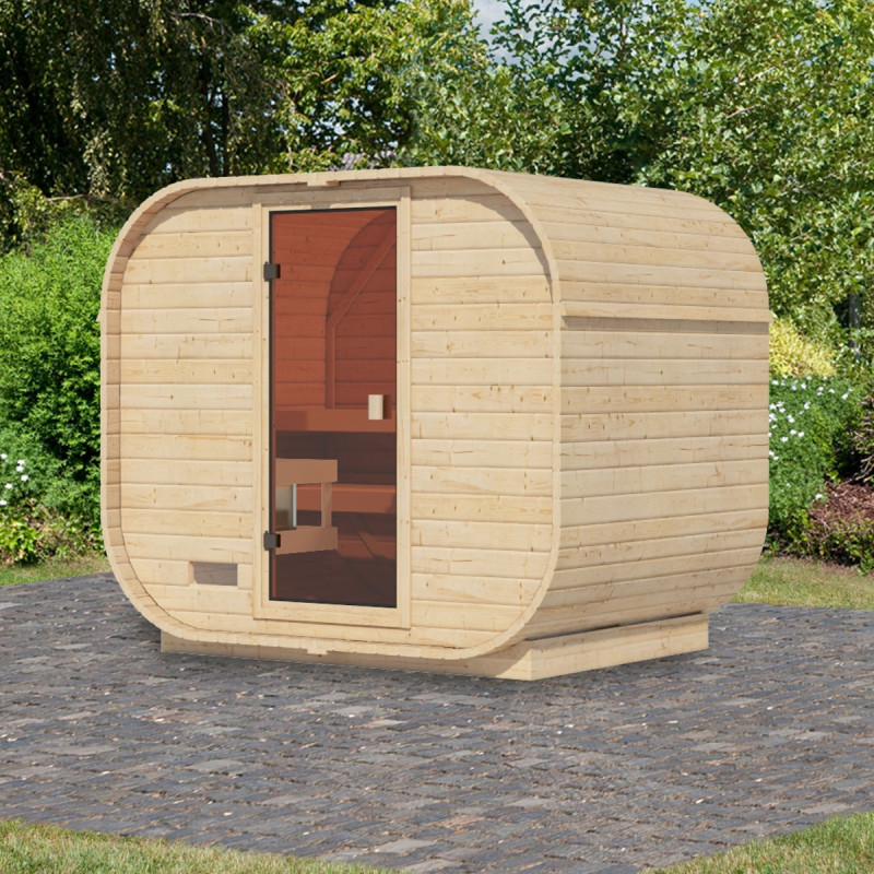 Sauna d'extérieur 4 à 6 places - parois 38mm - porte en verre - Quadro 1 Plus - KARIBU