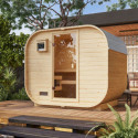 Sauna d'extérieur 4 à 6 places - parois 38mm - porte en verre - poêle ctrl intégré - Quadro 1 Plus - KARIBU