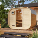 Sauna d'extérieur 4 à 6 places - parois 38mm - porte en verre - poêle ctrl externe - Quadro 1 Plus - KARIBU