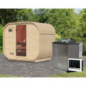 Sauna d'extérieur 4 à 6 places - parois 38mm - porte en verre - poêle Easy Bio ctrl externe - Quadro 1 Plus - KARIBU
