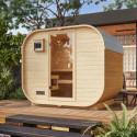 Sauna d'extérieur 4 à 6 places - parois 38mm - porte en verre - poêle Easy Bio ctrl externe - Quadro 1 Plus - KARIBU