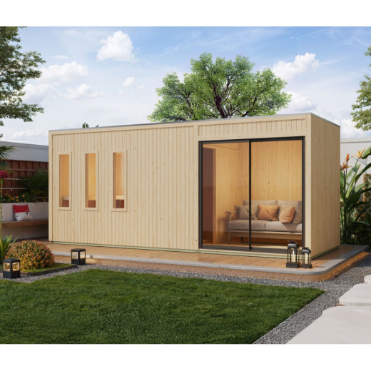 Sauna d'extérieur 4 à 6 places - parois 73mm - bois brut - sans poêle - Monterey - KARIBU