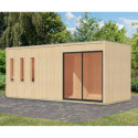 Sauna d'extérieur 4 à 6 places - parois 73mm - bois brut - sans poêle - Monterey - KARIBU