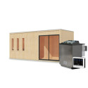 Sauna d'extérieur 4 à 6 places - parois 73mm - bois brut - poêle Easy Bio ctrl externe - Monterey - KARIBU
