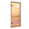 Sauna d'extérieur 4 à 6 places - parois 73mm - bois brut - poêle Easy Bio ctrl externe - Monterey - KARIBU