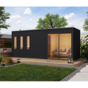 Sauna d'extérieur 4 à 6 places - parois 73mm - bois noir - sans poêle - Monterey - KARIBU