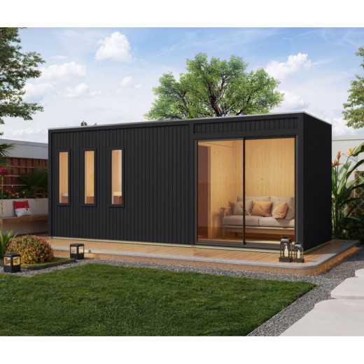 Sauna d'extérieur 4 à 6 places - parois 73mm - bois noir - sans poêle - Monterey - KARIBU