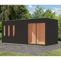Sauna d'extérieur 4 à 6 places - parois 73mm - bois noir - sans poêle - Monterey - KARIBU