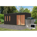 Sauna d'extérieur 4 à 6 places - parois 73mm - bois noir - poêle ctrl externe - Monterey - KARIBU
