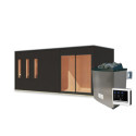 Sauna d'extérieur 4 à 6 places - parois 73mm - bois noir - poêle ctrl externe - Monterey - KARIBU