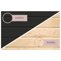 Sauna d'extérieur 4 à 6 places - parois 73mm - bois noir - poêle ctrl externe - Monterey - KARIBU