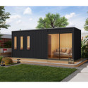 Sauna d'extérieur 4 à 6 places - parois 73mm - bois noir - poêle Easy Bio ctrl externe - Monterey - KARIBU