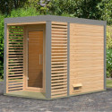 Sauna d'extérieur 2 à 4 places - parois 38mm - avec terrasse - sans poêle - Ares 1 - KARIBU