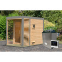 Sauna d'extérieur 2 à 4 places - parois 38mm - avec terrasse - poêle ctrl externe - Ares 1 - KARIBU	