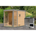 Sauna d'extérieur 2 à 4 places - parois 38mm - avec terrasse - poêle Easy Bio ctrl externe - Ares 1 - KARIBU