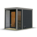 Sauna d'extérieur en bois anthracite 2 à 4 places - parois 38mm - avec terrasse - sans poêle - Ares 1 - KARIBU