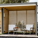 Appentis pour sauna extérieur Ares 7,42m² en bois massif et acier - Karibu - Marron