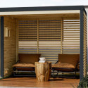 Appentis en bois brut et acier anthracite pour sauna d'extérieur Ares - Karibu