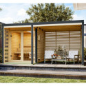 Appentis en bois brut et acier anthracite pour sauna d'extérieur Ares - Karibu