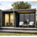 Appentis en bois anthracite et acier gris pour sauna d'extérieur Ares - Karibu