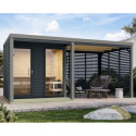 Appentis en bois anthracite et acier gris pour sauna d'extérieur Ares - Karibu