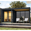 Appentis en bois anthracite et acier anthracite pour sauna d'extérieur Ares - Karibu	