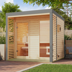 Sauna d'extérieur 4 à 5 places - parois 38mm - avec terrasse - sans poêle - Ares 2 - KARIBU